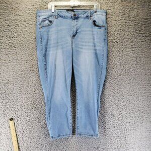 Tahari Jeans Womens 20W Blue Mid-Rise Capri Hannah Style Stretch Denim